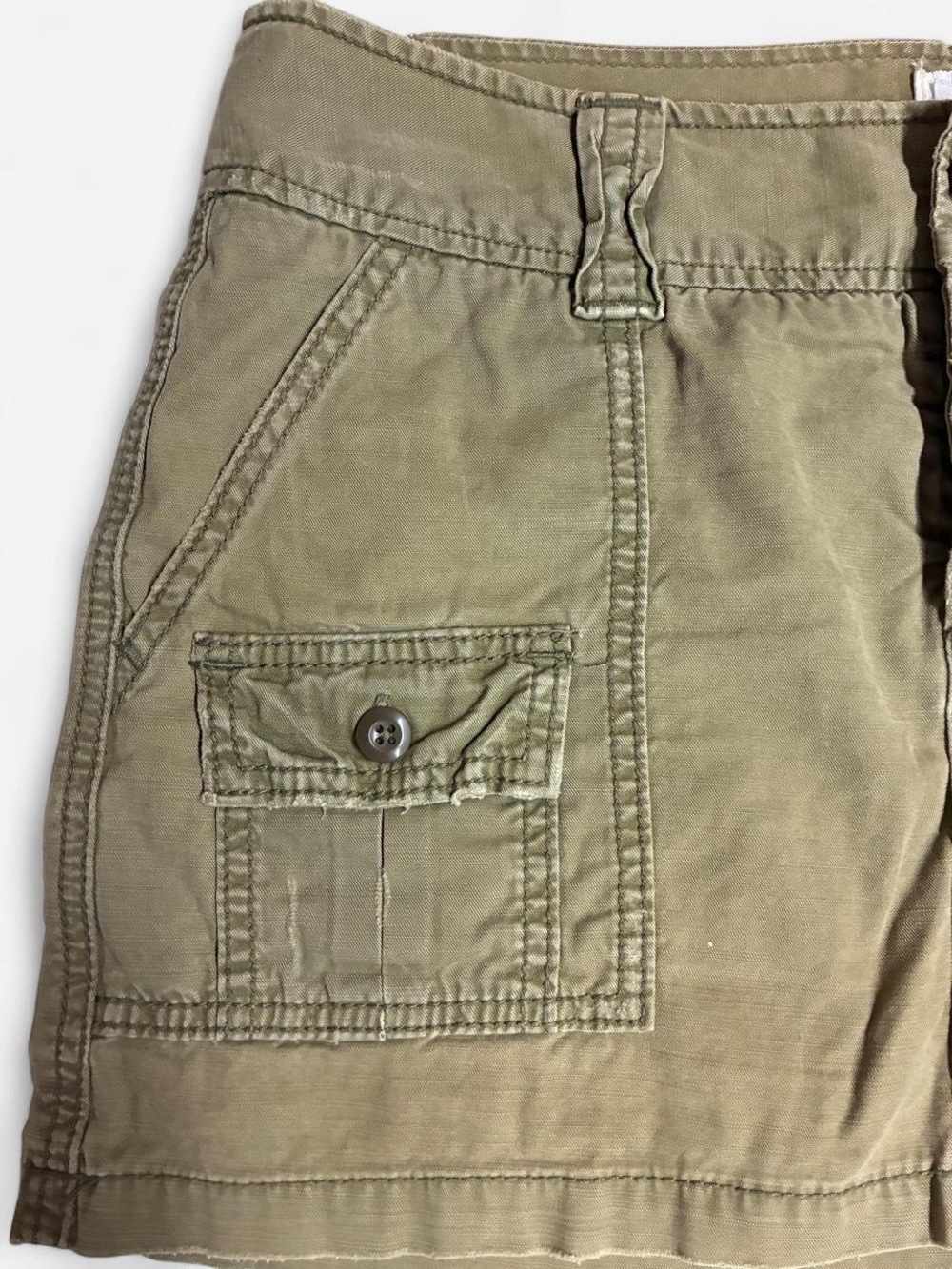 Y2k VTG American Eagle Mini Skirt Sz 8 Olive Green Cargo Low Rise 00's It Girl - Picture 2 of 8